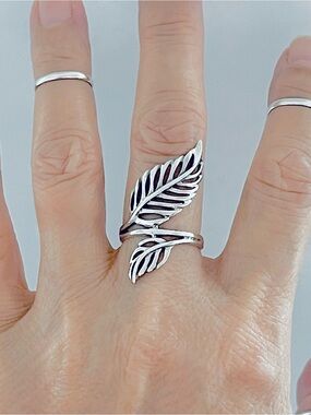 Sterling Silver Big Leaf Ring, Boho Ring, Silver Ring, Tree Ring, Statement Ring